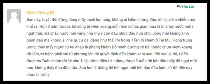 Anh Nguyễn Chiến Thắng chia sẻ về bài thuốc chữa viêm xoang dòng họ Đỗ Minh