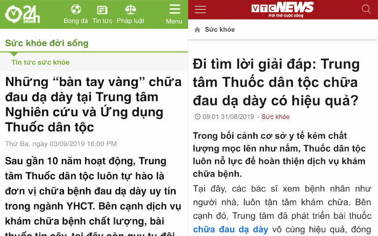 Sơ can Bình vị tán xuất hiện trên các trang báo