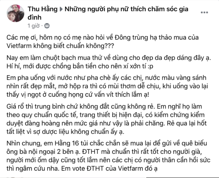 Feedback Đông trùng hạ thảo 