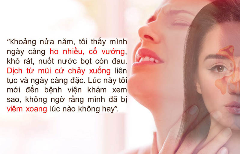 Viêm xoang sàng có biểu hiện đau họng, chảy nhiều dịch mũi