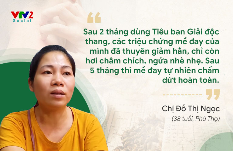 Chị Ngọc chia sẻ kết quả trị bệnh mề đay tại Trung tâm Thuốc dân tộc trên kênh VTV2