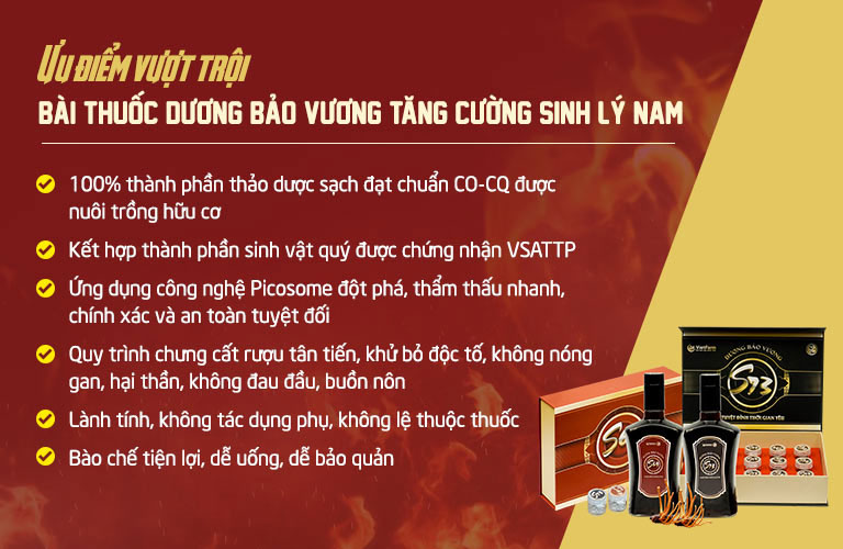 Combo sinh lý Dương Bảo Vương sở hữu nhiều công năng ưu việt