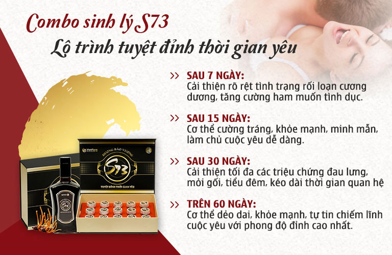 Lộ trình tuyệt đỉnh thời gian yêu khi sử dụng combo sinh lý S73