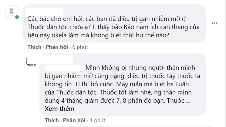 Bình luận, phản hồi tích cực đồng ý với những đánh giá, nhận định về bài thuốc