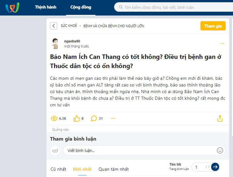 Bảo nam Ích can thang chữa bệnh gan tốt không?