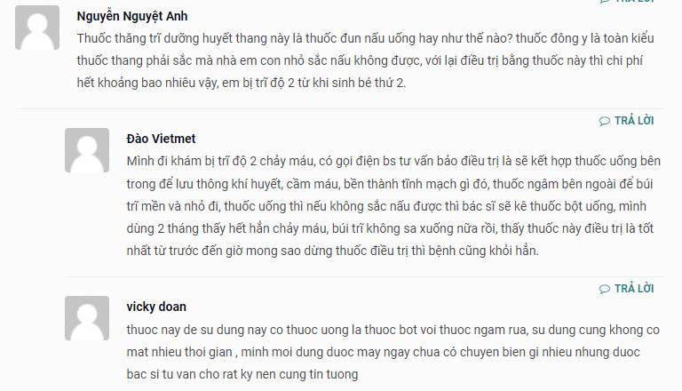 Đánh giá bài thuốc từ người bệnh đã sử dụng