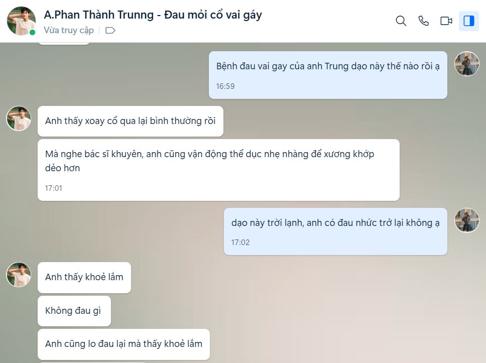 Anh Phan Thành Trung - Điều trị thành công đau mỏi cổ vai gáy nhờ gói trị liệu tại nhà Đông Phương Y Pháp