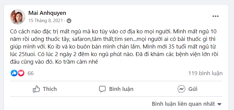 Mất ngủ giai đoạn nặng, kéo dài 10 năm liền không chữa trị khỏi