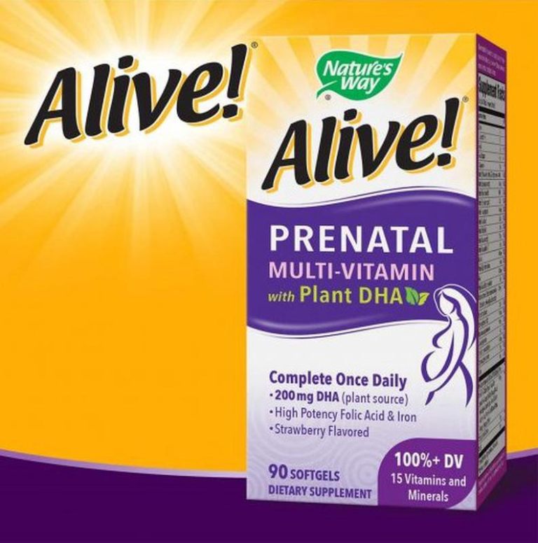 Viên uống Alive! Prenatal Multivitamin DHA  giúp bổ sung vitamin, khoáng chất, DHA cho mẹ bầu