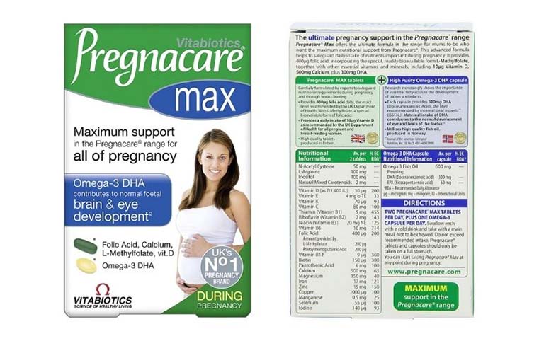 Viên uống vitamin tổng hợp cho bà bầu của Anh Pregnacare Max