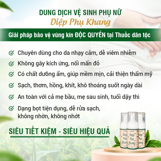 Ưu điểm vượt trội của dung dịch vệ sinh phụ nữ Diệp Phụ Khang đã được công nhận