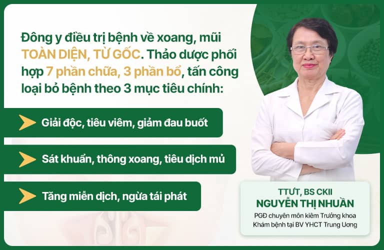 Thông xoang Khang dược trị viêm xoang, viêm mũi dị ứng với cơ chế 3 phần bổ, 7 phần chữa