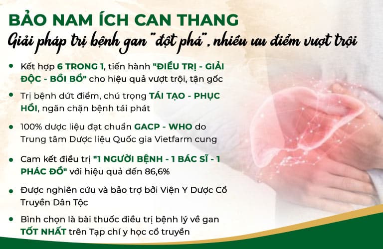 Ưu điểm bài thuốc Bảo nam Ích can thang trong điều trị bệnh lý về gan